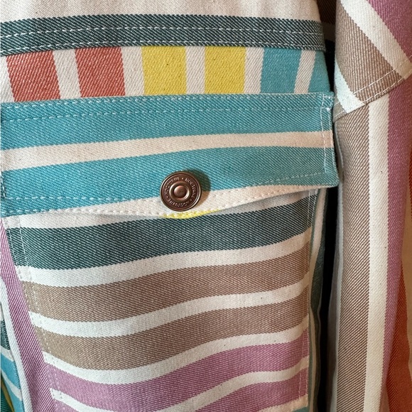 Nocturne 2XL Striped Shacket Shirt Jacket Colorful Stripes Front Button Down NWT - Picture 3 of 12